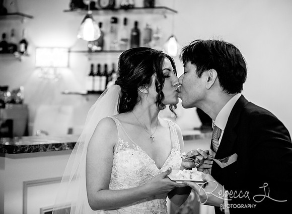 The bride feeds the groom...